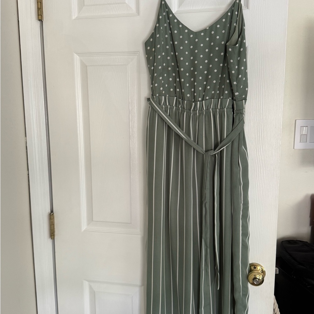 Elegant Green Polka Dot Dress